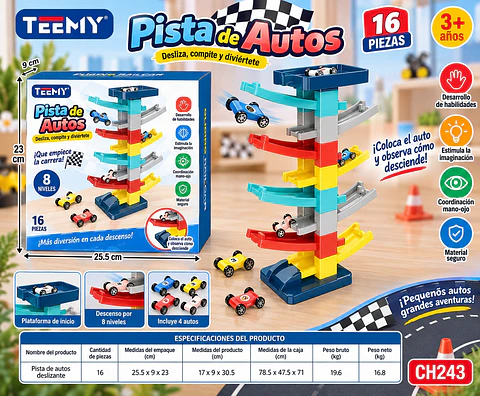 PISTA CON CARROS, 3 DEL MISMO POR MAYOR  (CH243)