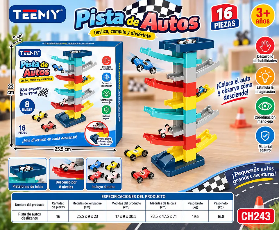 PISTA CON CARROS, 3 DEL MISMO POR MAYOR  (CH243) 1