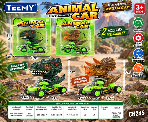 DINOSAURIO CON MOTO, 3 DEL MISMO POR MAYOR (CH245)