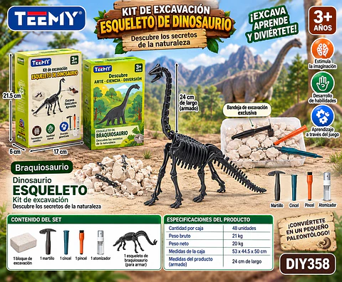JUEGO DE EXCAVACION FOSIL, 3 DEL MISMO POR MAYOR (DIY358)