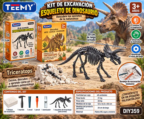 JUEGO DE EXCAVACION FOSIL, 3 DEL MISMO POR MAYOR (DIY359)
