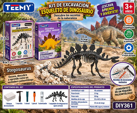 JUEGO DE EXCAVACION FOSIL, 3 DEL MISMO POR MAYOR (DIY361)
