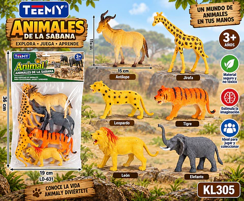 SET ANIMALES SELVA, 3 DEL MISMO POR MAYOR (KL305)