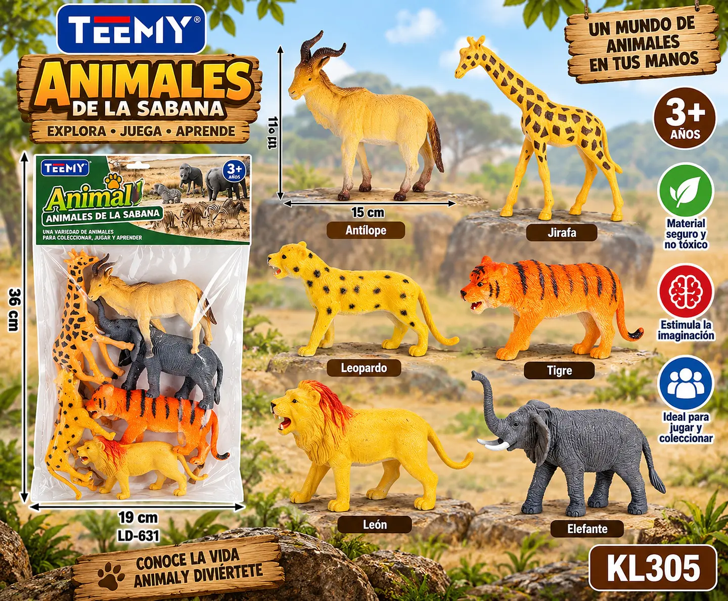 SET ANIMALES SELVA, 3 DEL MISMO POR MAYOR (KL305) 1