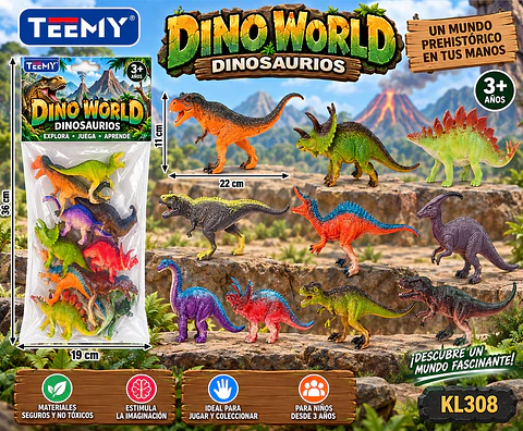 SET DE DINOSAURIOS, 3 DEL MISMO POR MAYOR (KL308)