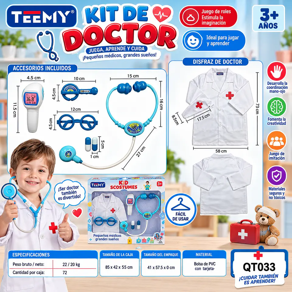 DISFRAZ MEDICO, 3 DEL MISMO POR MAYOR (QT033) 1