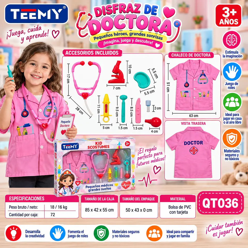 DISFRAZ MEDICO, 3 DEL MISMO POR MAYOR (QT036) 1