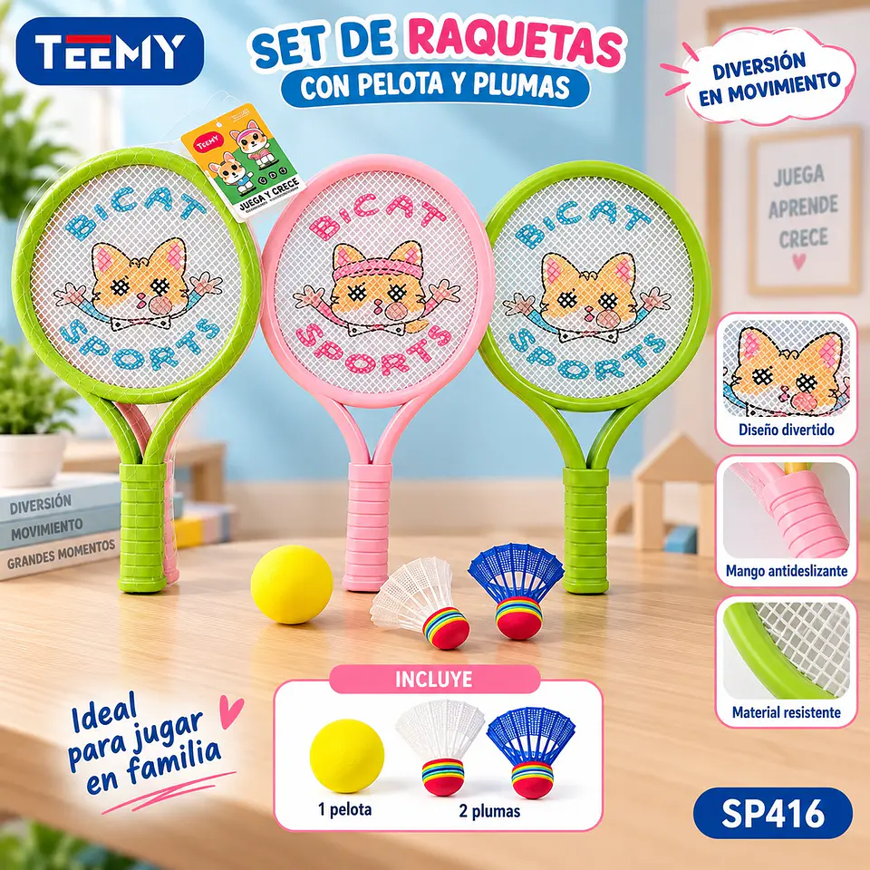 RAQUETAS BADMINGTON PARA NIÑOS, 3 DEL MISMO POR MAYOR (SP416) 1