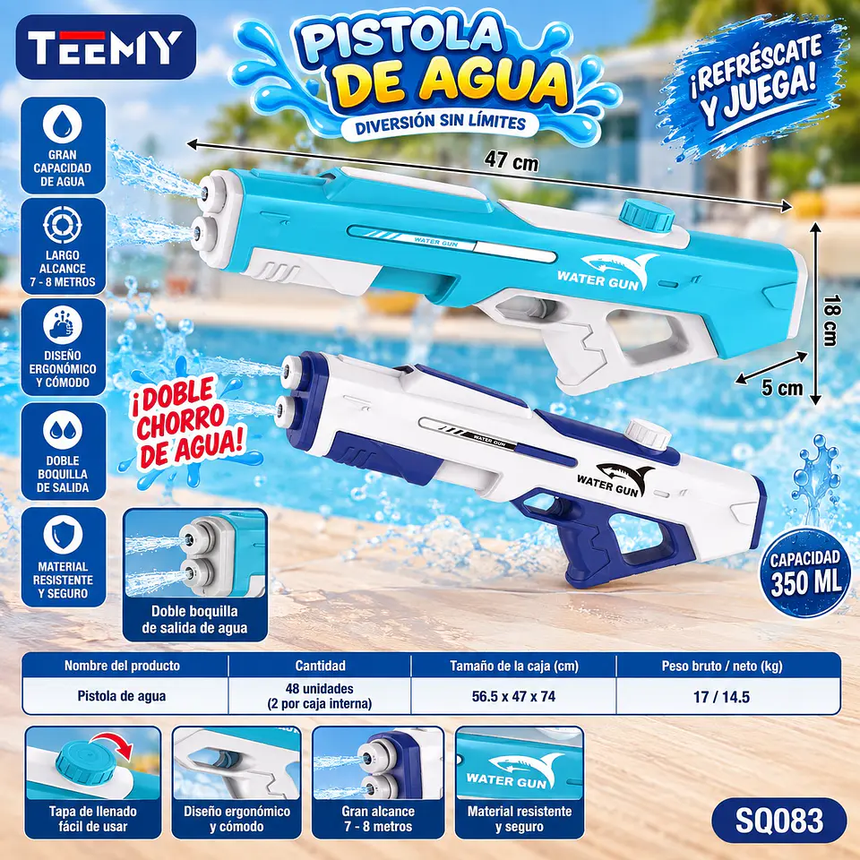 PISTOLA DE AGUA, 3 DEL MISMO POR MAYOR (SQ083) 1