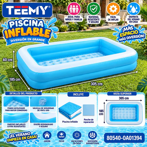PISCINA PARA NIÑOS MEDIDAS 305x185x60 CM (80540-0A01394)