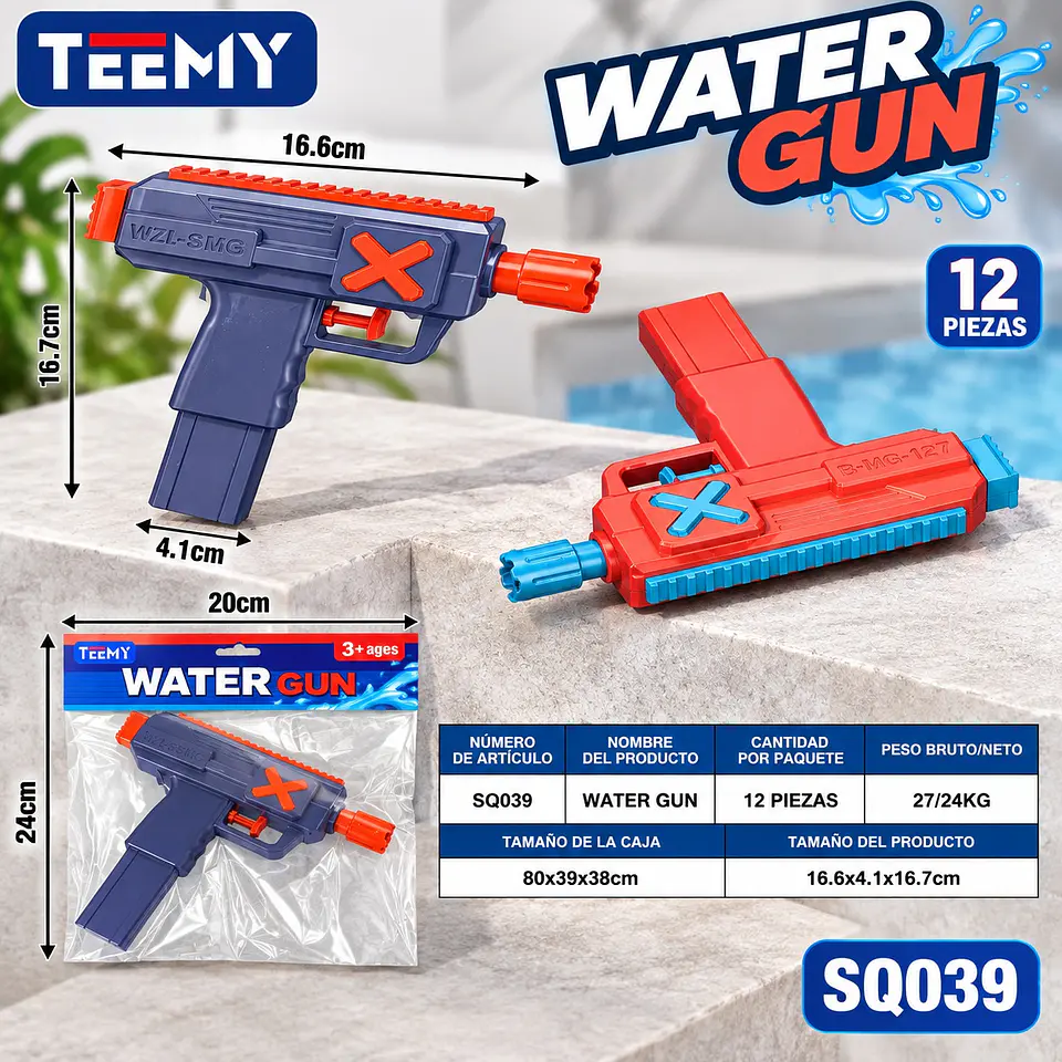 PISTOLA DE AGUA PAQUETE 12 PIEZAS (SQ039) 1