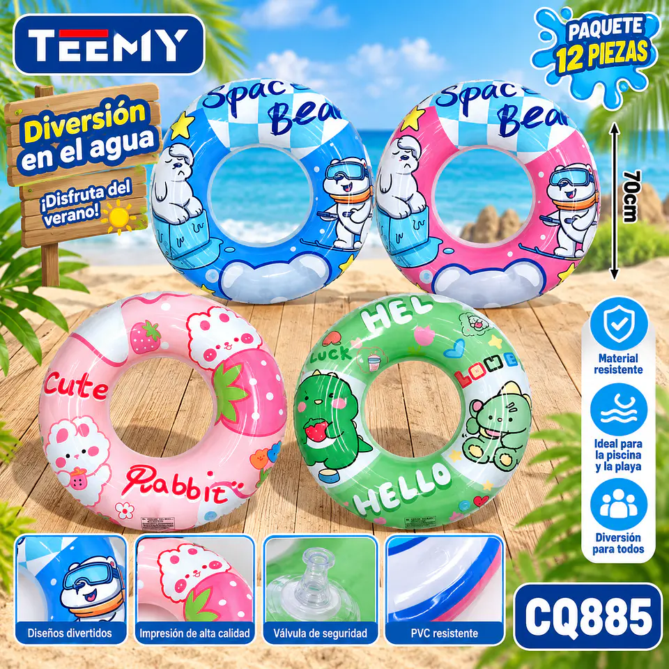 SALVAVIDAS 70 CM PAQUETE 12 PIEZAS  (CQ885) 1