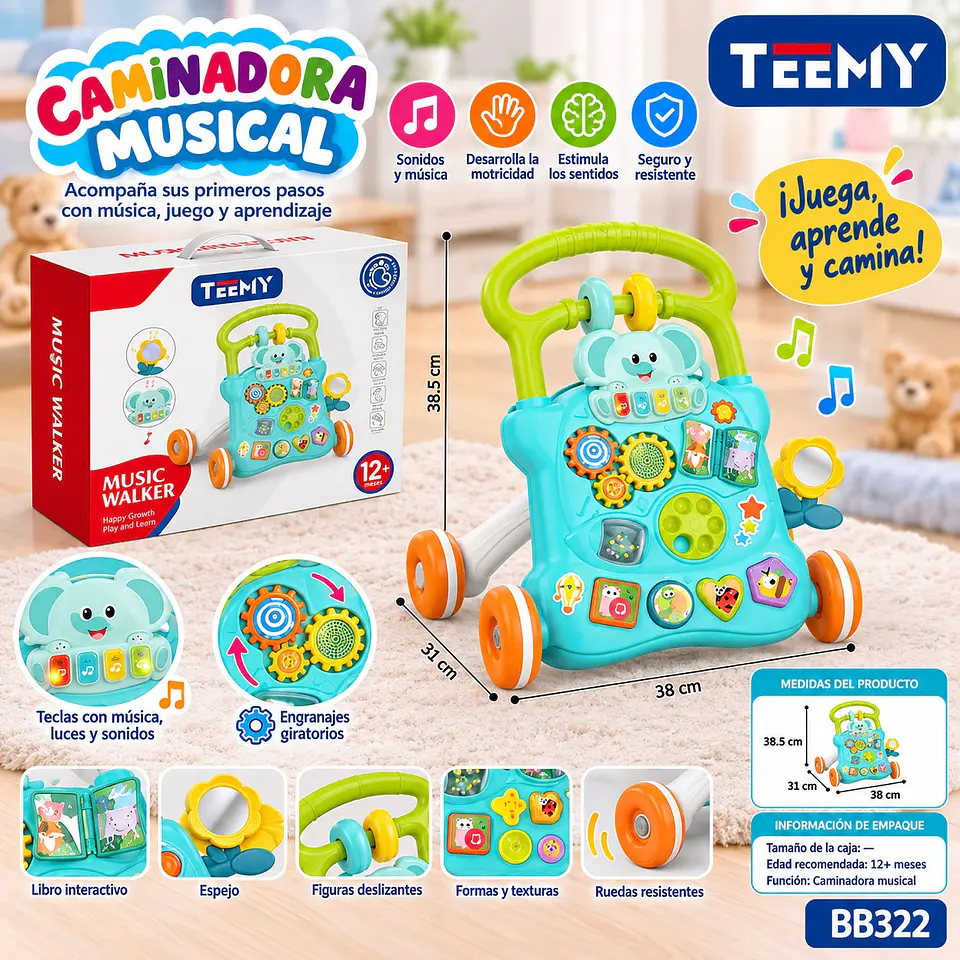 CAMINADORA MUSICAL MULTIFUNFIONAL, 3 DEL MISMO POR MAYOR (BB322) 1