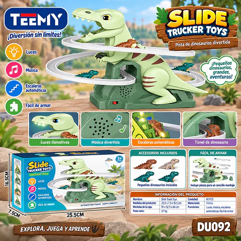 DINOSAURIO CON TOBOGAN, 3 DEL MISMO POR MAYOR (DU092)