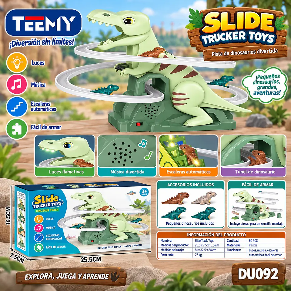 DINOSAURIO CON TOBOGAN, 3 DEL MISMO POR MAYOR (DU092) 1