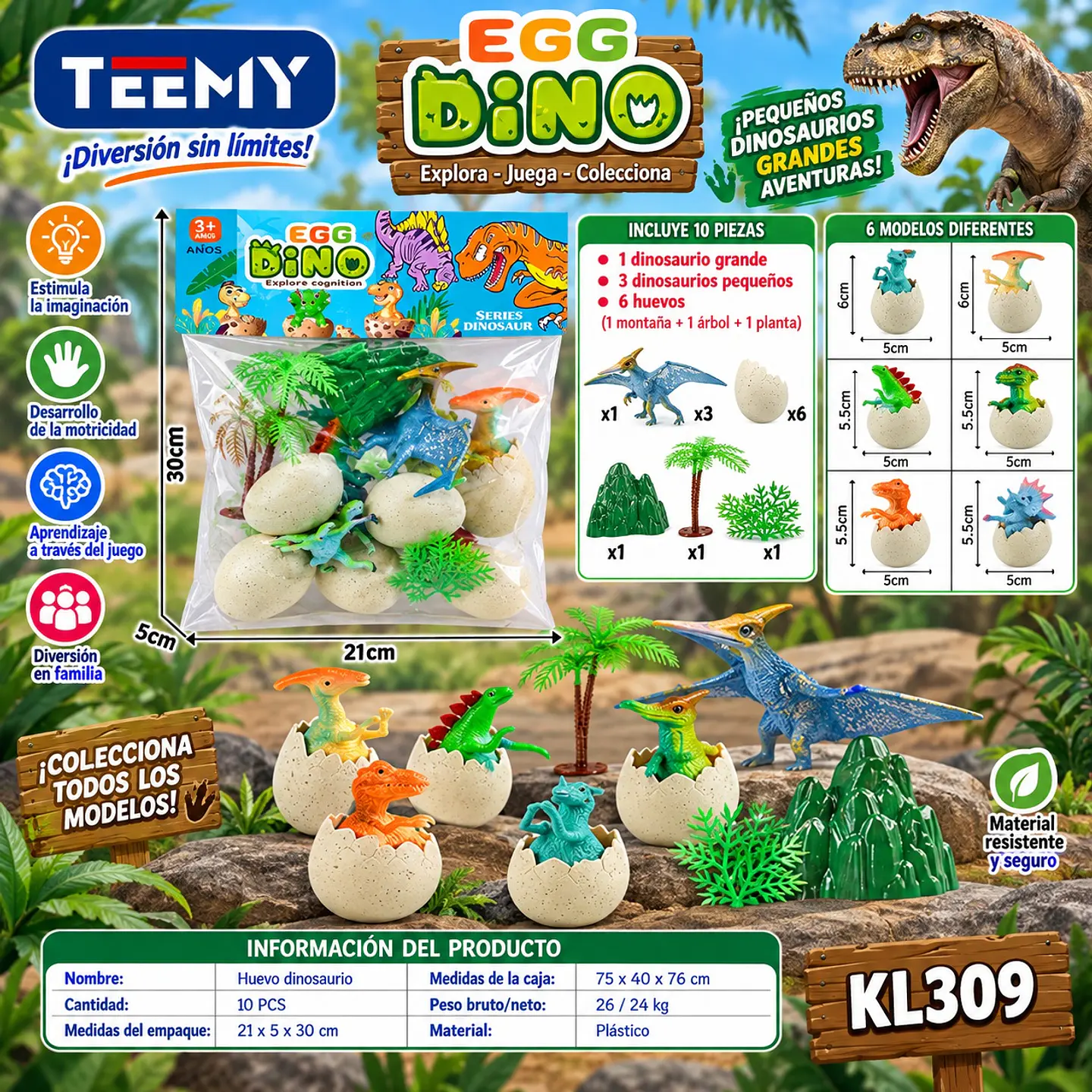 HUEVOS DINOSAURIO, 3 DEL MISMO POR MAYOR (KL309) 1