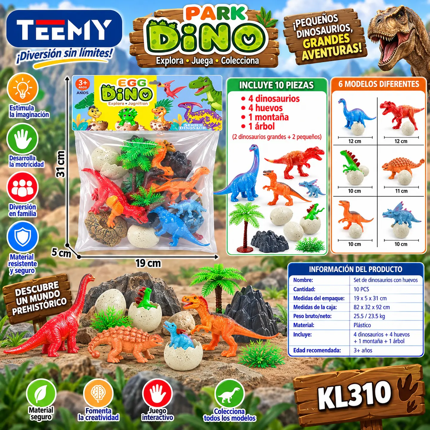 DINOSAURIOS, 3 DEL MISMO POR MAYOR (KL310) 1