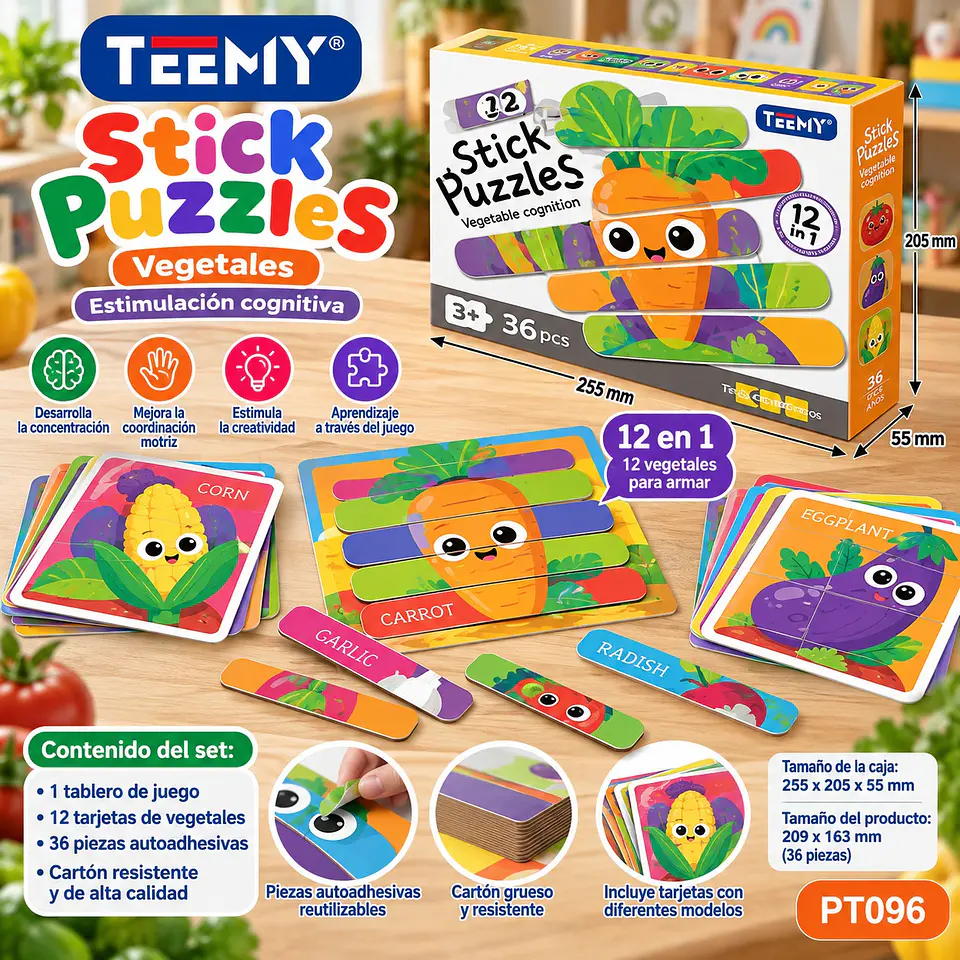 JUEGO PUZZLE VEGETABLES, 3 DEL MISMO POR MAYOR (PT096) 1