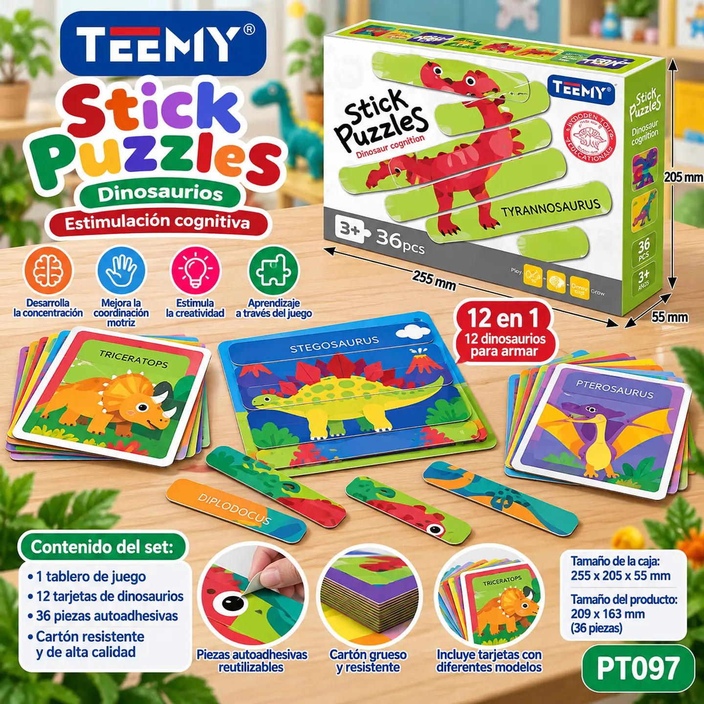JUEGO PUZZLE DINOSAURIOS, 3 DEL MISMO POR MAYOR (PT097) 1