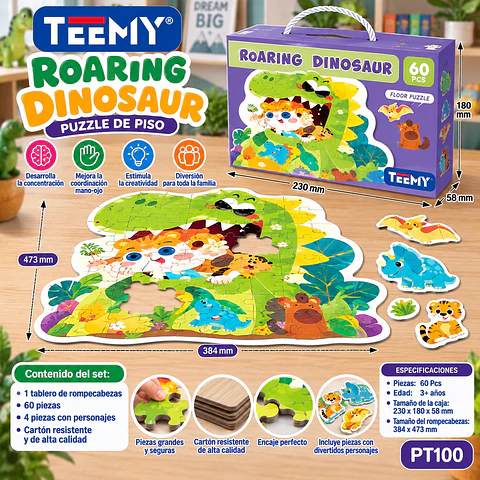 PUZZLE DINOSAURIO 60 PIEZAS, 3 DEL MISMO POR MAYOR (PT100)