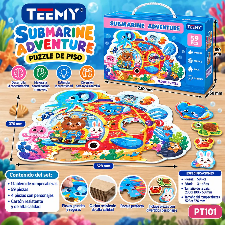 PUZZLE ANIMALES MARINOS 59 PIEZAS, 3 DEL MISMO POR MAYOR (PT101) 1