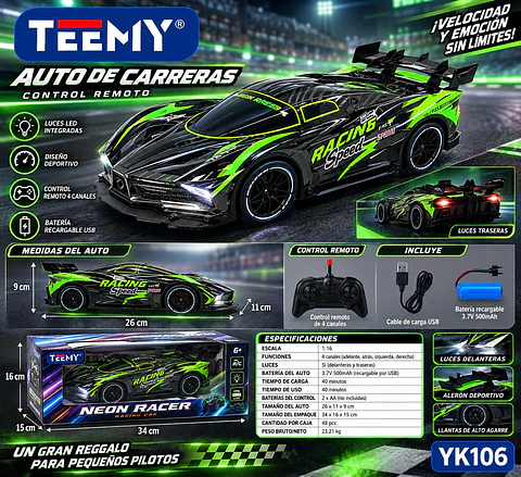 CARRO A CONTROL REMOTO, 3 DEL MISMO POR MAYOR  (YK106)