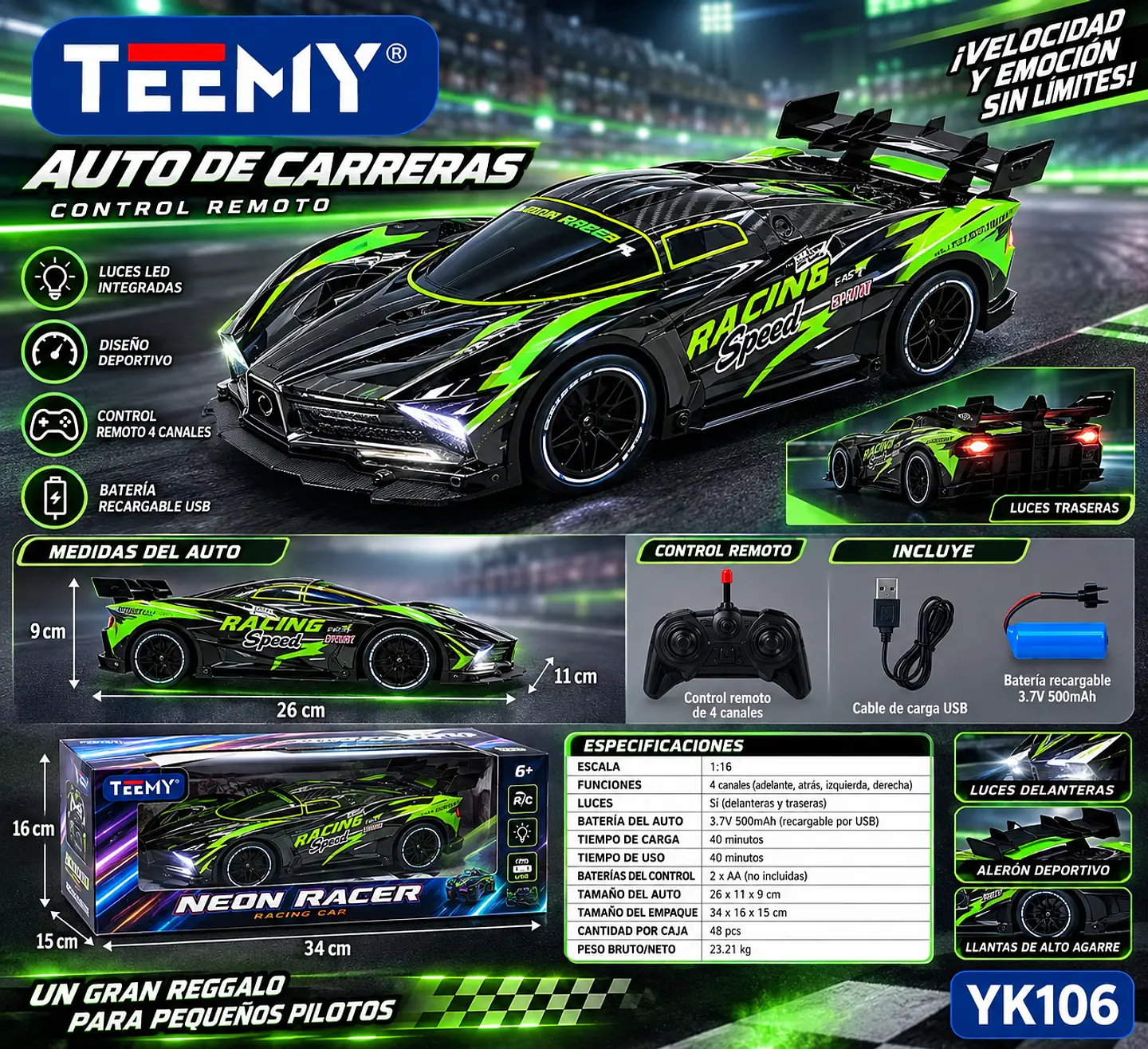 CARRO A CONTROL REMOTO, 3 DEL MISMO POR MAYOR  (YK106) 1
