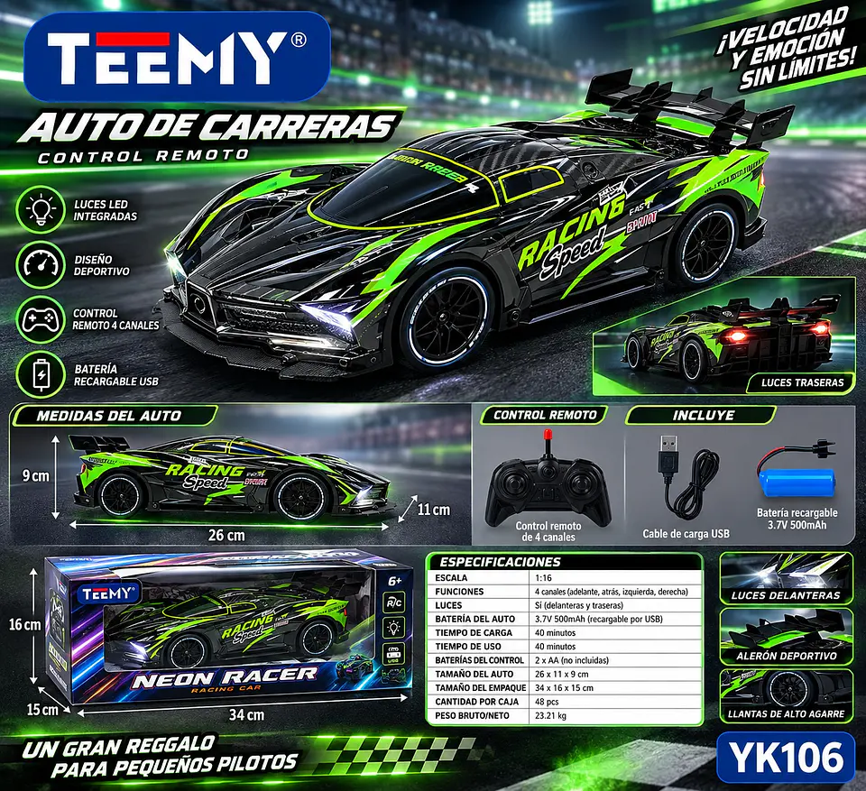 CARRO A CONTROL REMOTO, 3 DEL MISMO POR MAYOR  (YK106) 1