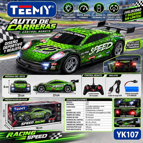 CARRO A CONTROL REMOTO, 3 DEL MISMO POR MAYOR  (YK107)