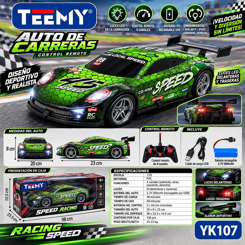CARRO A CONTROL REMOTO, 3 DEL MISMO POR MAYOR  (YK107) 1