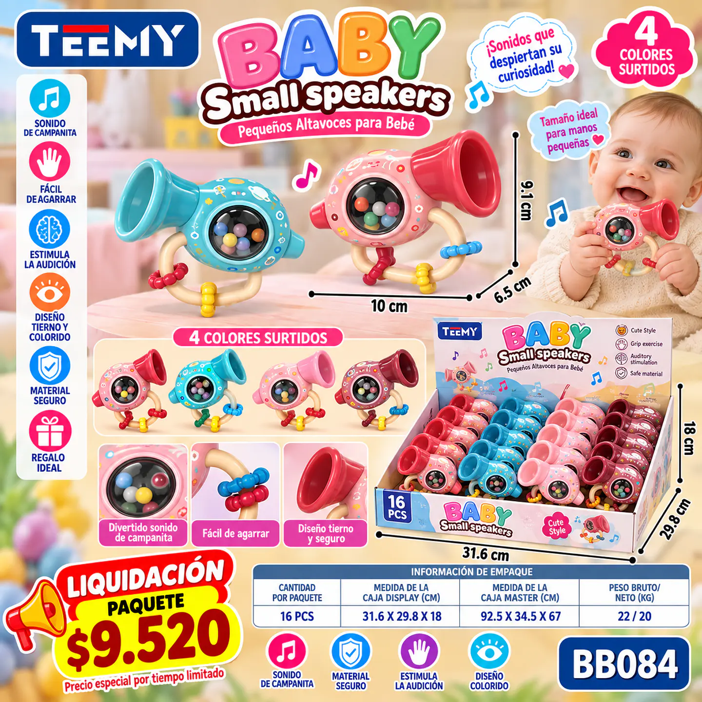 SONAJERO PARA BEBES PAQUETE 16 PIEZAS (BB084) 1