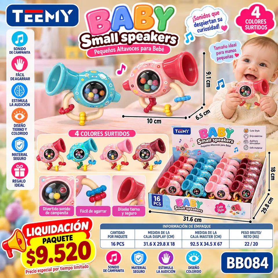 SONAJERO PARA BEBES PAQUETE 16 PIEZAS (BB084) 1