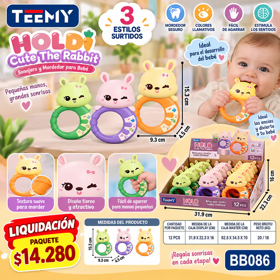 SONAJEROS PARA BEBE PAQUETE 12 PIEZAS (BB086) 1
