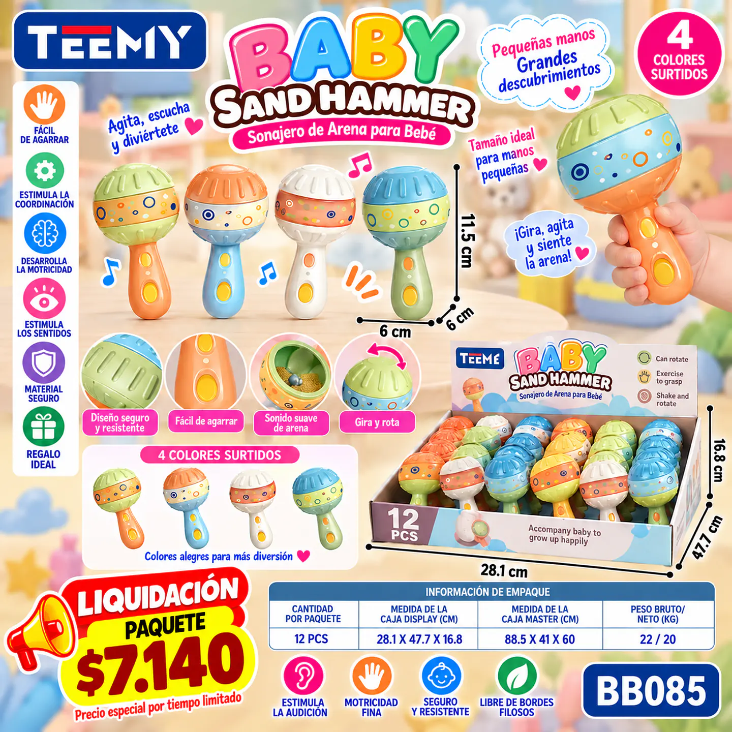 SONAJEROS PARA BEBE PAQUETE 12 PIEZAS (BB085) 1