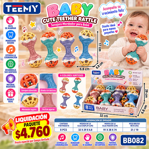 SONAJERO DE BEBES PAQUETE 8 PIEZAS (BB082)