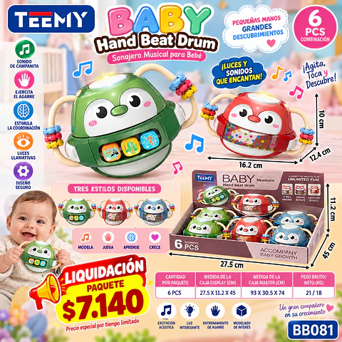 SONAJEROS PARA BEBE PAQUETE 6 PIEZAS (BB081)