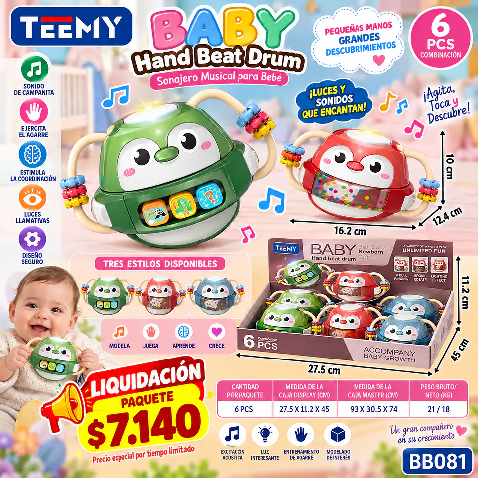 SONAJEROS PARA BEBE PAQUETE 6 PIEZAS (BB081) 1