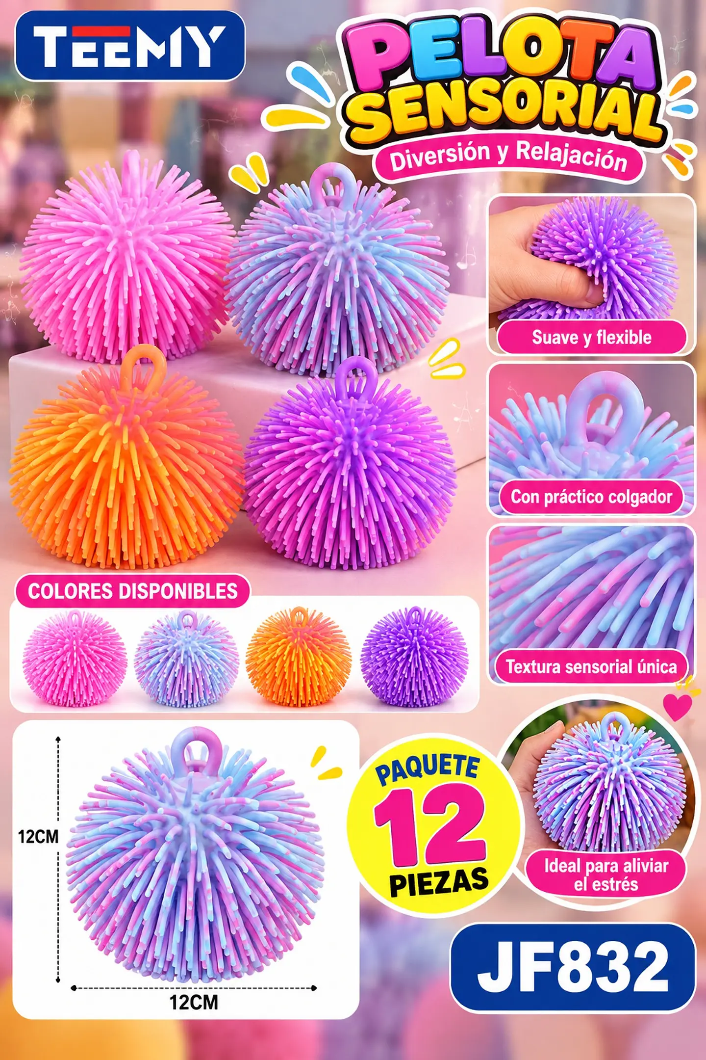 PELOTA DIDACTICA PAQUETE 12 PIEZAS (JF832) 1