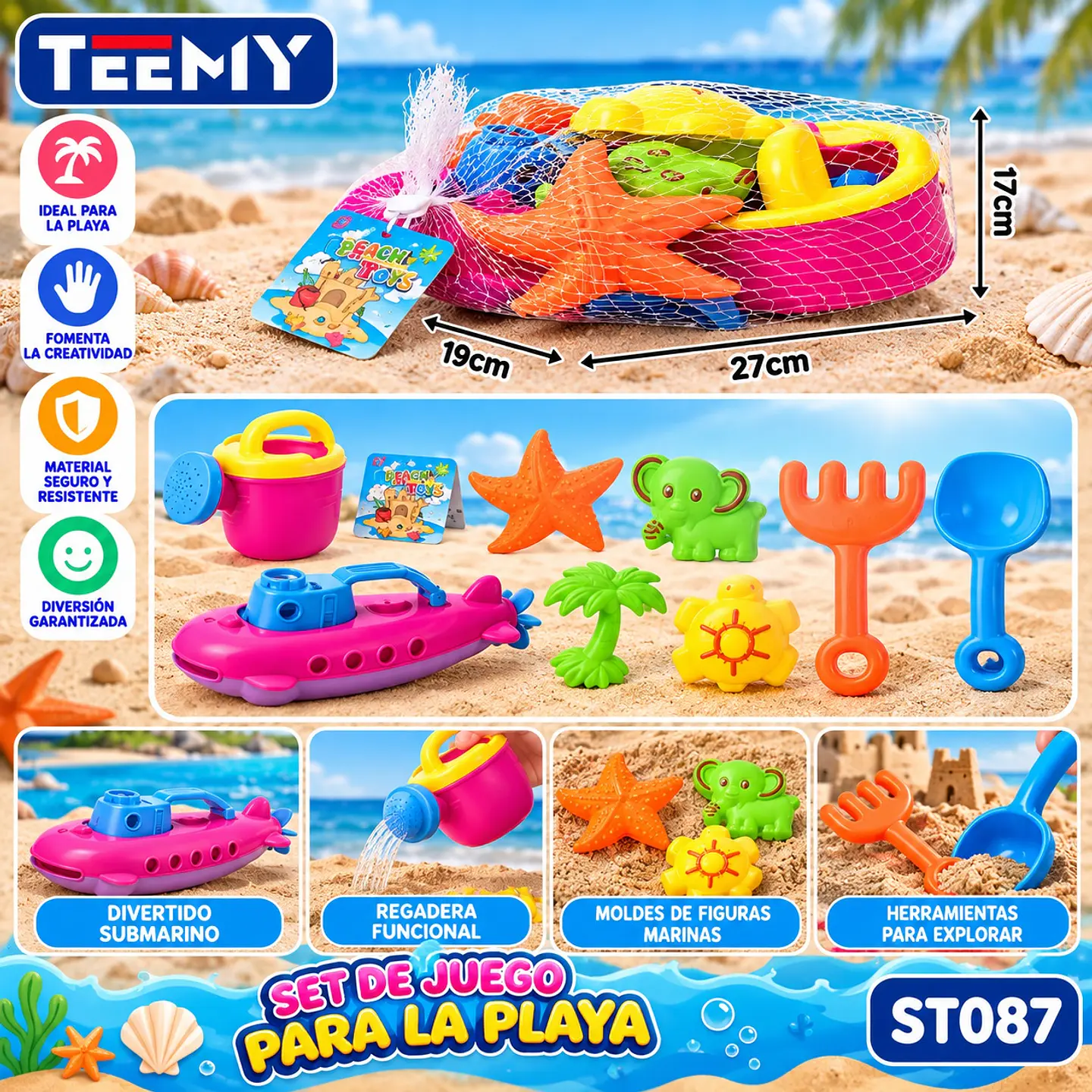 JUGUETE DE PLAYA, 3 DEL MISMO POR MAYOR  (ST087) 1