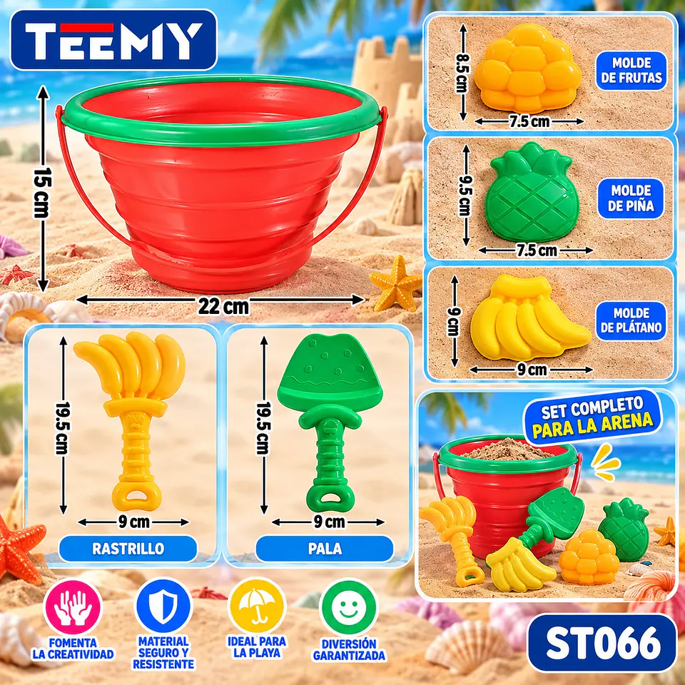 BALDE DE PLAYA CON ACCESORIOS, 3 DEL MISMO POR MAYOR  (ST066) 1