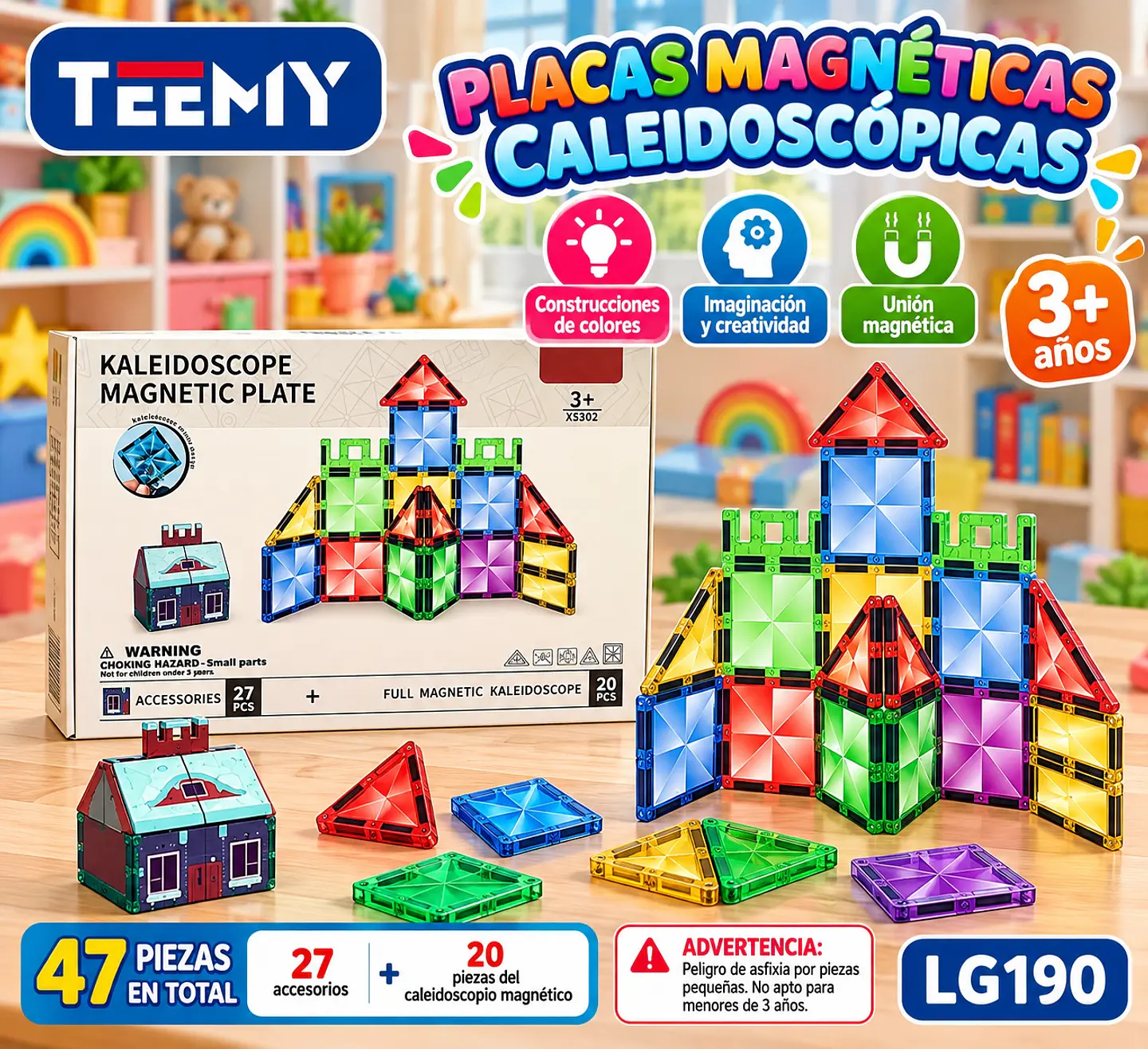 JUGUETE BLOQUES MAGNETICOS 27 PIEZAS , 3 DEL MISMO POR MAYOR  (LG190) 1