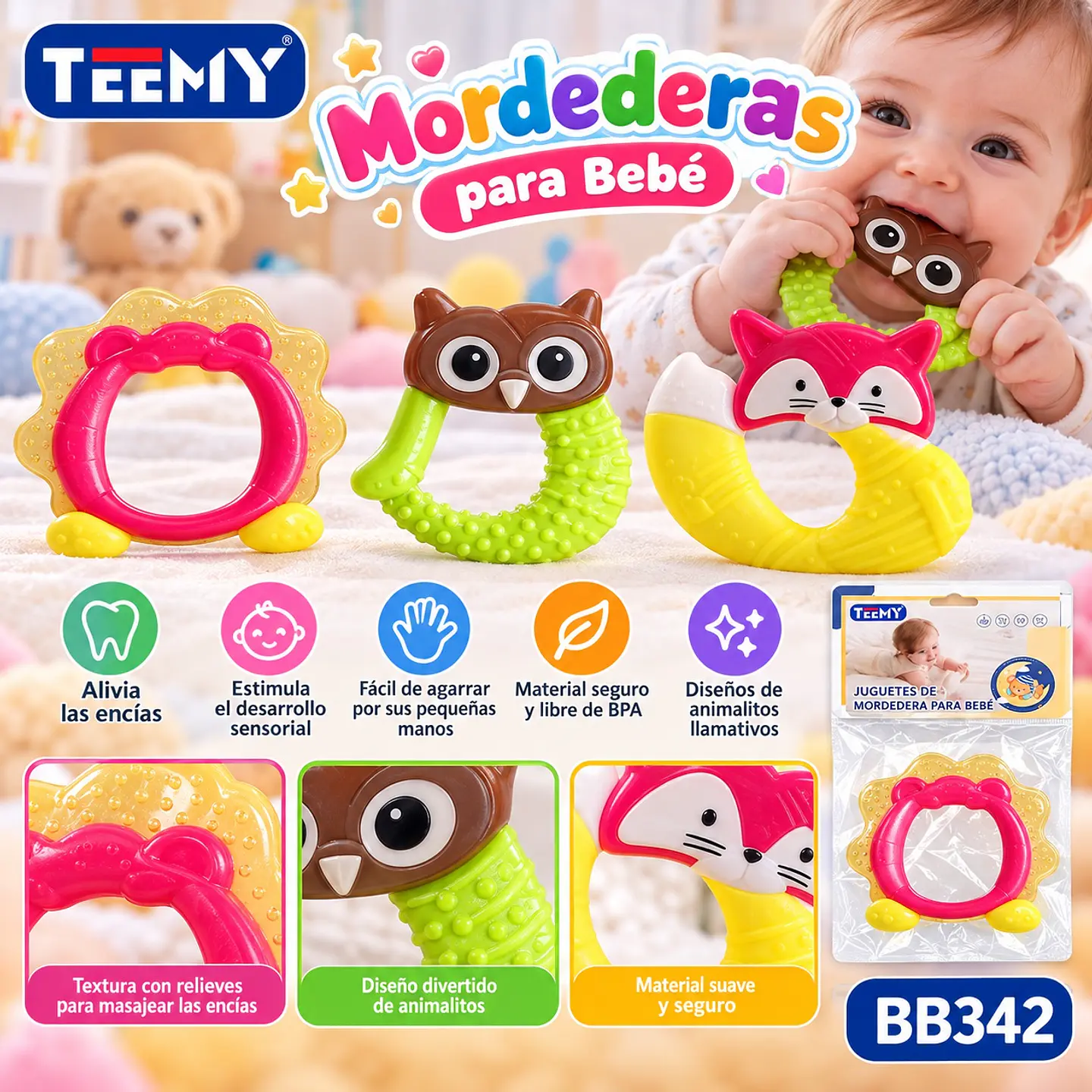 MORDEDORES PARA NIÑOS , 3 DEL MISMO POR MAYOR  (BB342) 1