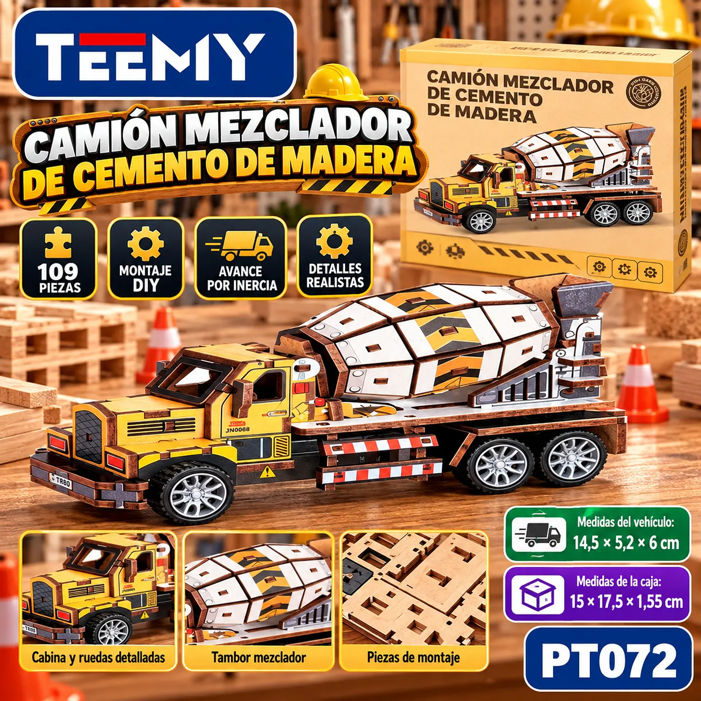 MAQUETA PUZZLE 3D CARRO CONSTRUCCION 109 PIEZAS, 3 DEL MISMO POR MAYOR (PT072) 1