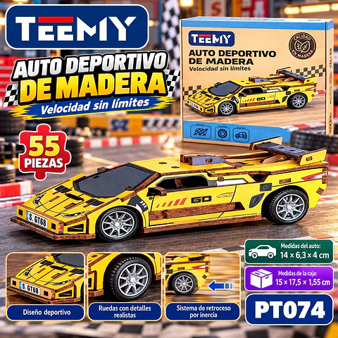 MAQUETA PUZZLE 3D AUTO DEPORTIVO 55 PIEZAS, 3 DEL MISMO POR MAYOR (PT074)