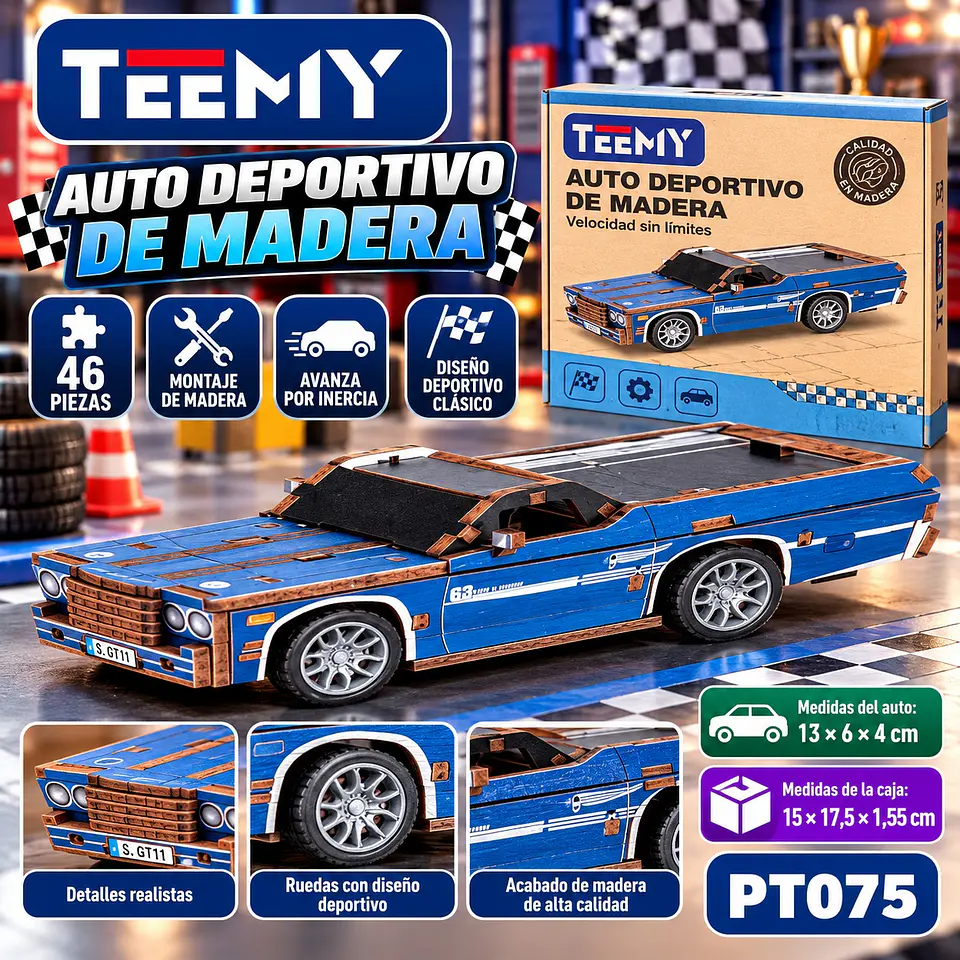 MAQUETA PUZZLE 3D AUTO DEPORTIVO 46 PIEZAS, 3 DEL MISMO POR MAYOR (PT075) 1