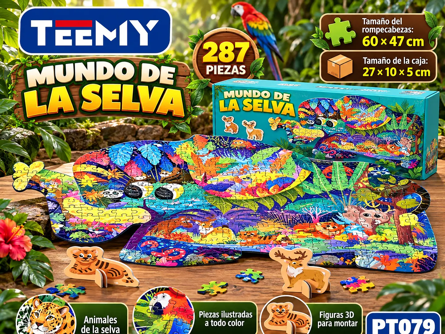 PUZZLE 287 PIEZAS MUNDO DE LA SELVA, 3 DEL MISMO POR MAYOR (PT079) 1