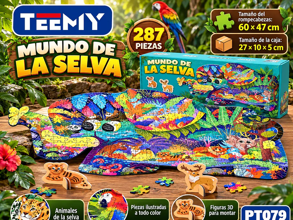 PUZZLE 287 PIEZAS MUNDO DE LA SELVA, 3 DEL MISMO POR MAYOR (PT079) 1