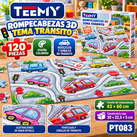 PUZZLE 3D TEMA DE TRANSITO 120 PIEZAS, 3 DEL MISMO POR MAYOR (PT083)