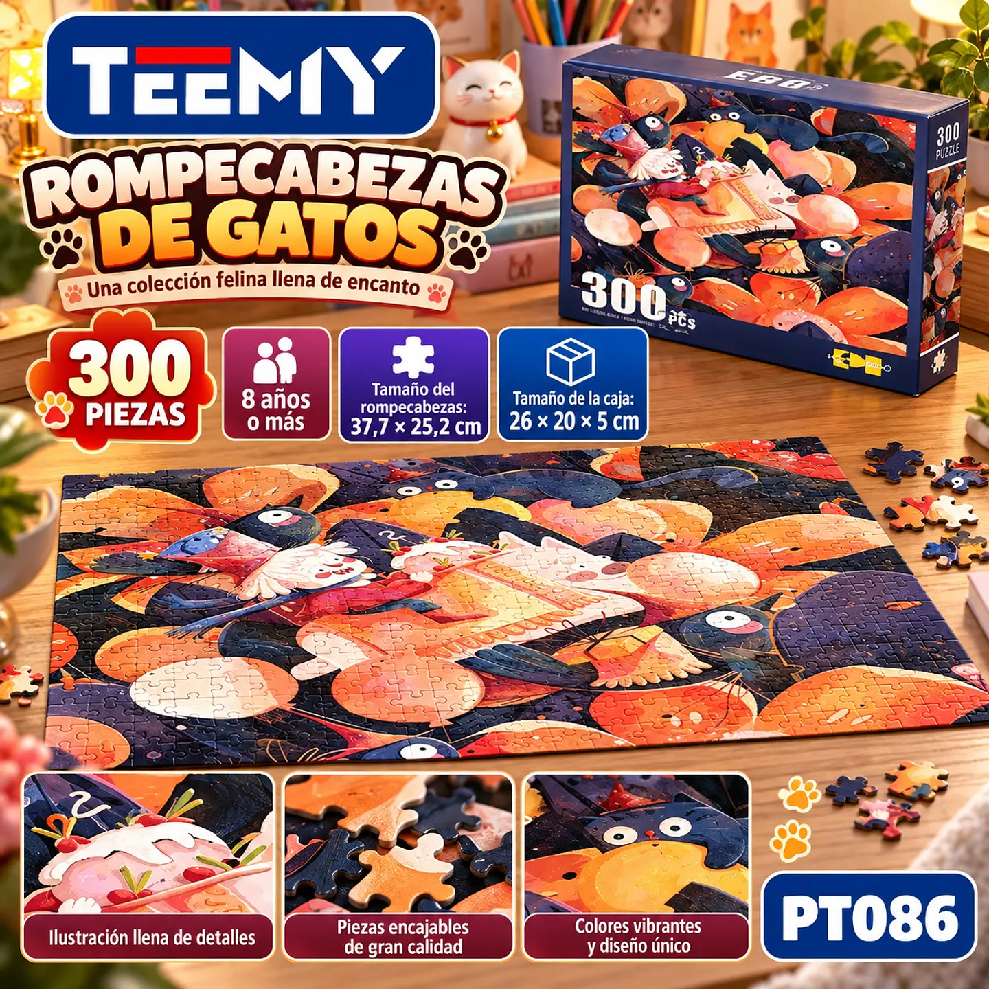 PUZZLE GATOS 300 PIEZAS, 3 DEL MISMO POR MAYOR  (PT086) 1