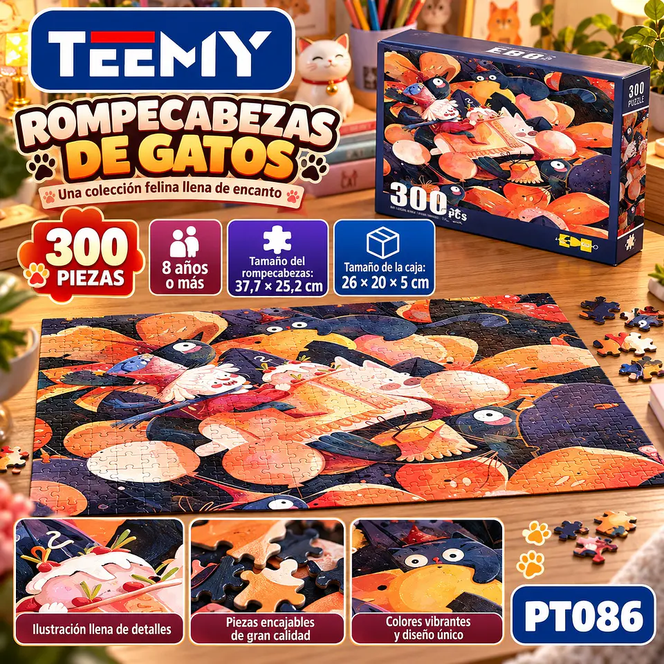 PUZZLE GATOS 300 PIEZAS, 3 DEL MISMO POR MAYOR  (PT086) 1